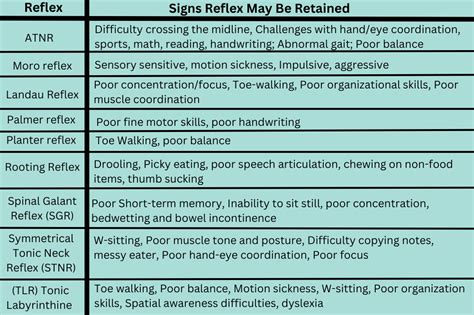 Infant Reflexes Chart