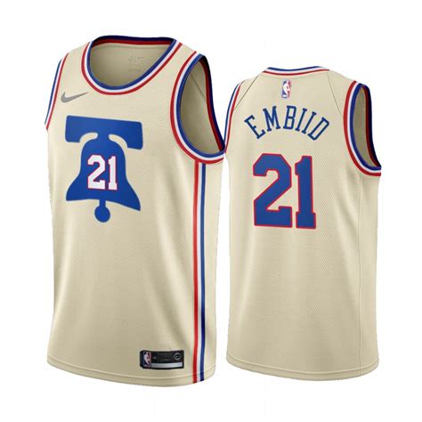 2020-21 Philadelphia 76ers Joel Embiid Earned Edition Cream #21 Jersey ...