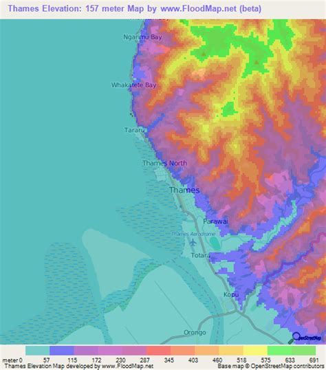 Elevation of Thames,New Zealand Elevation Map, Topography, Contour