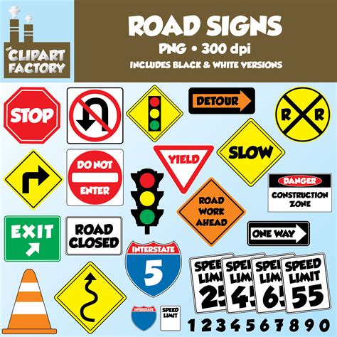 Traffic Signs Clipart, Street Signs Icons For Scrapbooking Projects ...