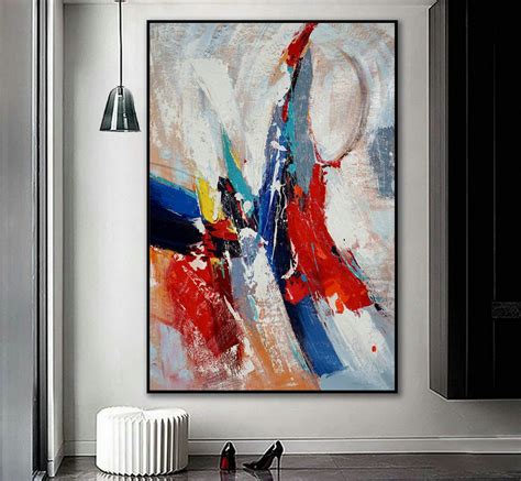 Extra Large Vertical Modern Art Work Contemporary Abstract Wall Art ...