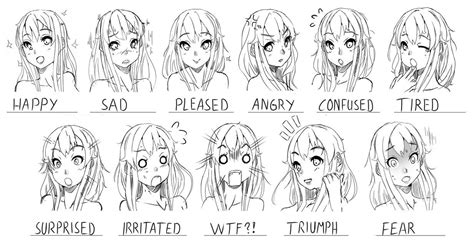 expresiones anime chica | Drawing expressions, Anime expressions ...