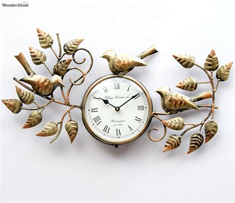 Buy Copper Birds Decorative Iron Wall Clock Online in India at Best ...