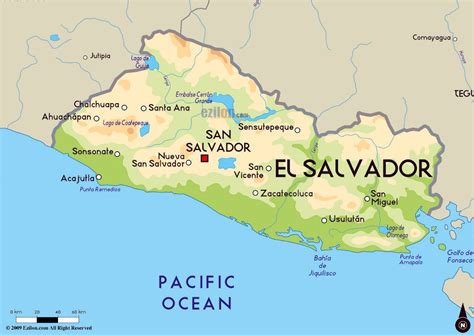 Large physical map of El Salvador with major cities | El Salvador ...