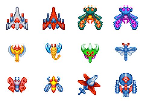 Galaga Resprited : r/PixelArt