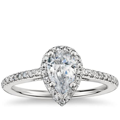 Pear Shaped Halo Diamond Engagement Ring in Platinum | Blue Nile