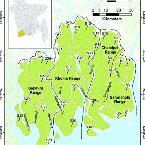 Sampling Points at the Location Map of the Sundarbans Mangrove Forest ...