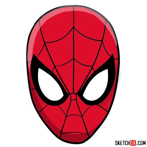 How to draw Spider-Man mask - Sketchok easy drawing guides