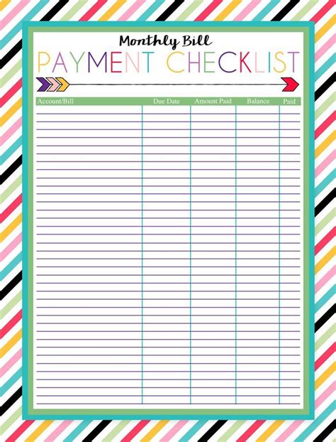 Printable Spreadsheet For Monthly Bills