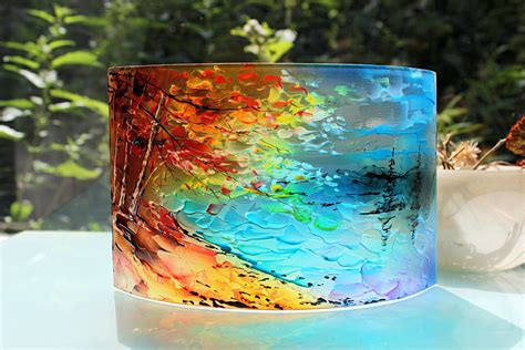 Nature Painting Fused Glass Art Glass Screen Glass Screen | Etsy