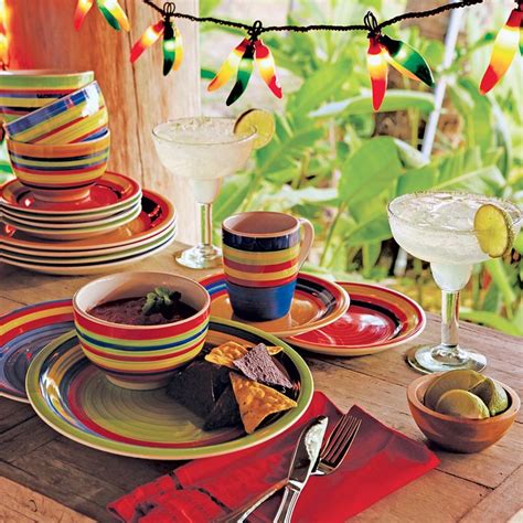 Santa Fe Hand-Painted Striped Stoneware Dinnerware | Stoneware ...