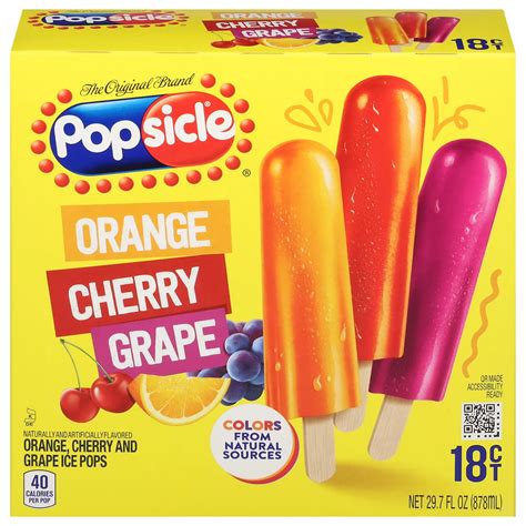 Popsicle Orange Cherry & Grape Ice Pops - Shop Bars & Pops at H-E-B