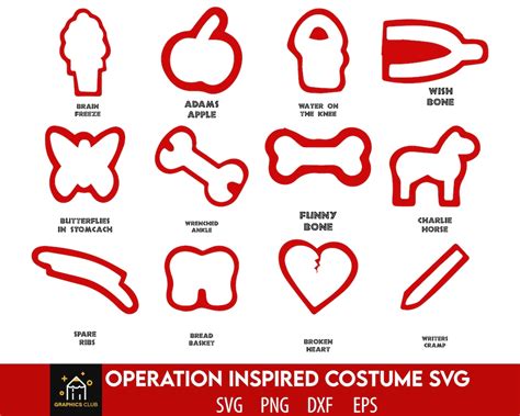 Operation Costume Svg, Operation SVG, Halloween Operation Pieces SVG ...