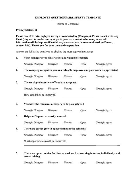 Sample Survey Questionnaire Format