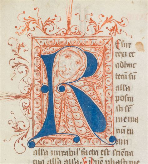 Illuminated letter decorated with interlace. It's filled with a human ...