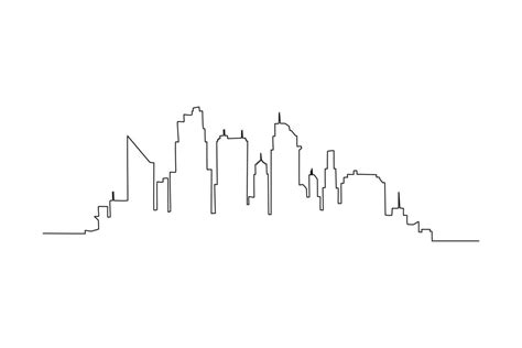 Single one line drawing modern cityscape. City skyline concept ...