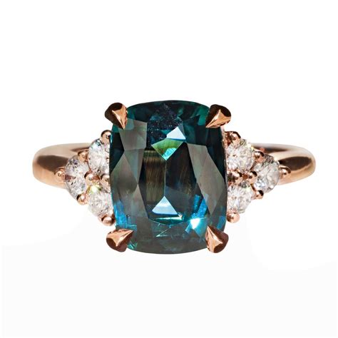 Soho Gem Fine Jewelry Boutique - Teal Sapphire Cushion Engagement Ring ...