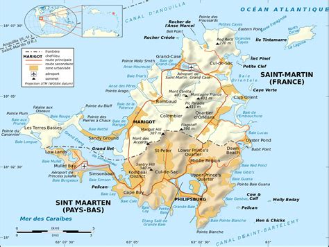 Mapa de la isla de San Martín - Tamaño completo | Gifex