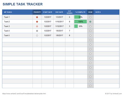 Free Task List Templates for Excel