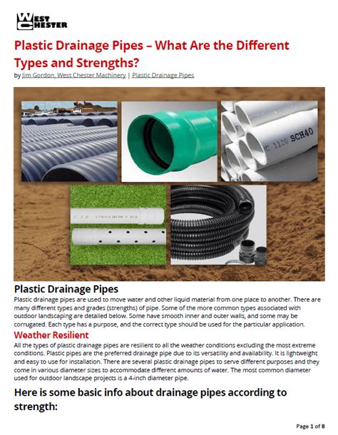 Plastic Drainage Pipes - What Are the Different Types and Strengths?