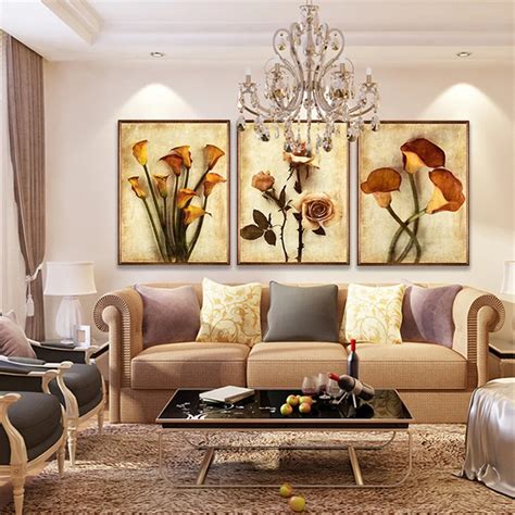 3 Panel Canvas Art Oil Painting Flower Painting Design Home Decor Print ...