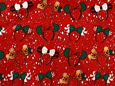 Disney Fabric Mickey Christmas Fabric Disney Christmas | Etsy