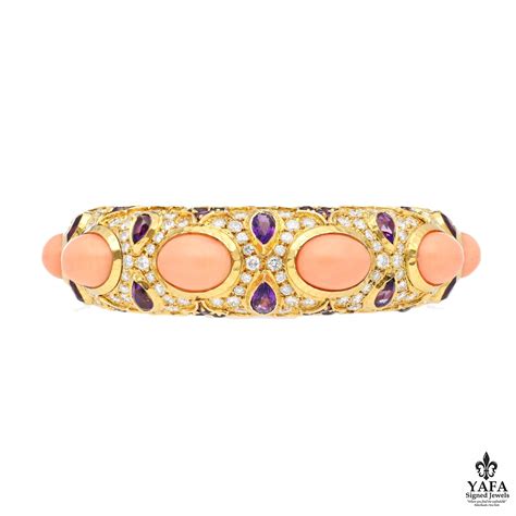 Van Cleef and Arpels Diamond Amethyst Coral Bangle For Sale at 1stDibs ...