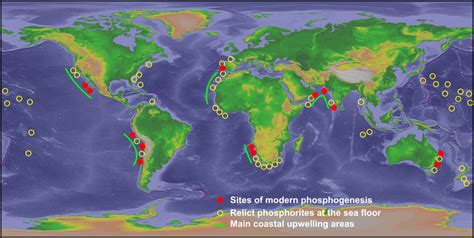 13 Locations of present-day phosphorite formation, relic phosphorites ...