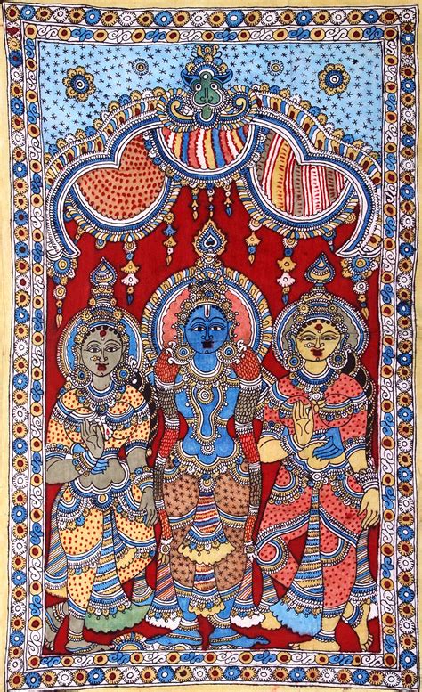 Lord Krishna with Rukmini and Satyabhama | Exotic India Art