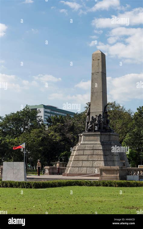 Jose Rizal Monument from Rizal Park, Manila, Philippines Stock Photo ...