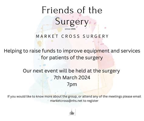 Friends of Market Cross Surgery , Market Cross Surgery, Ely, March 7 ...