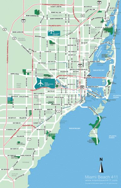 Greater Miami tourist map - miami florida • mappery