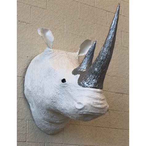 White Rhino Head Sculpture | Chairish