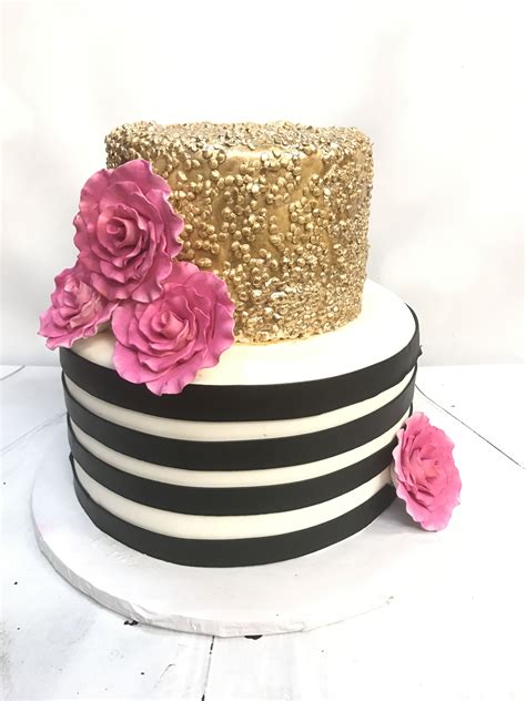 Black, gold and hot pink birthday cake | Birthday cakes for women, Pink ...