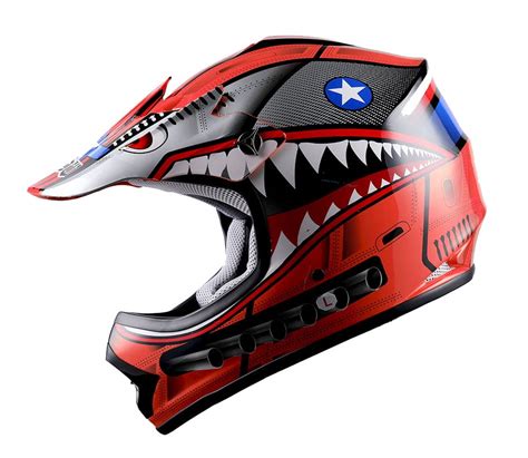 WOW Youth Kids Motocross Helmet BMX MX ATV Dirt Bike HBOY-K Shark Red ...