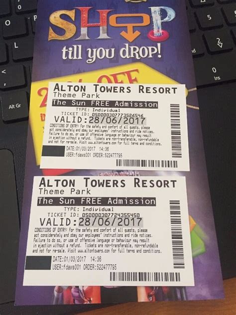 x 2 alton towers tickets | in Eastwood, Nottinghamshire | Gumtree