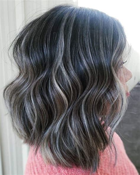 Silver Ashy balayage highlights | Blending gray hair, Gray hair ...