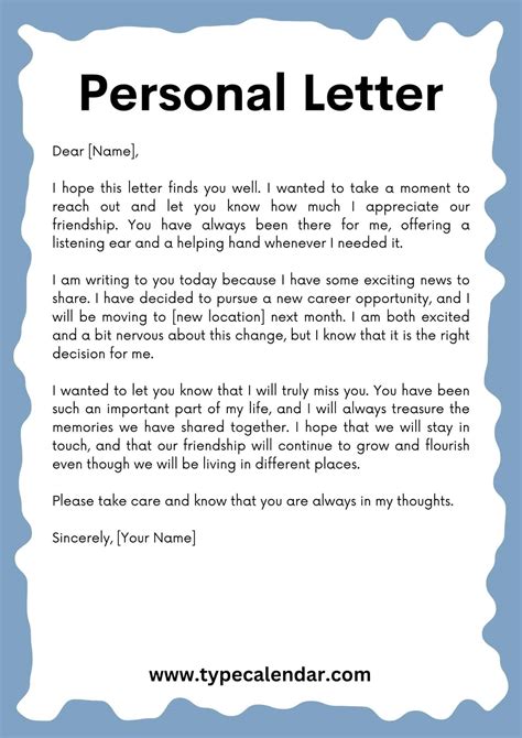 Free Personal Letter Templates Pluship - Free Word Template