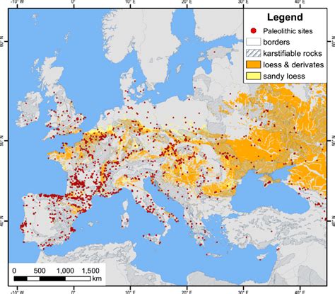 Distribution of European loess, loess derivates, sandy loess (using ...