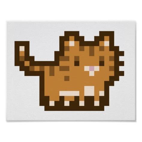 Orange Cat Pixel Art Wide Poster | Zazzle | Manualidades, Dibujos en ...