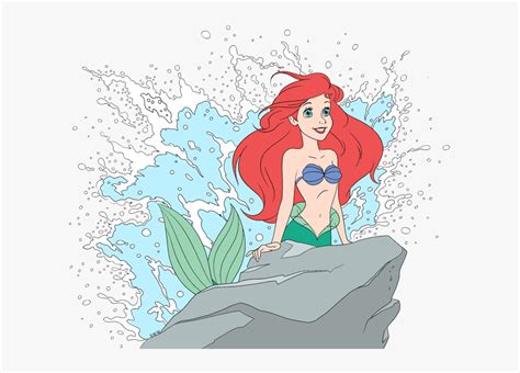 Mermaid Ariel Png - Ariel On The Rock Clip Art, Transparent Png - kindpng