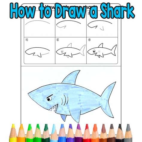 How to Draw a Shark | Shark drawing, Shark drawing easy, Drawing for kids