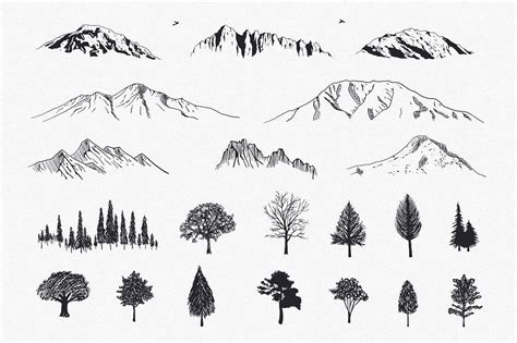 Hand-Drawn Mountains and Trees, an Illustration by Build Interactive ...