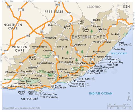 South African Map Eastern Cape