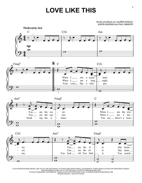 Lauren Daigle - Love Like This sheet music