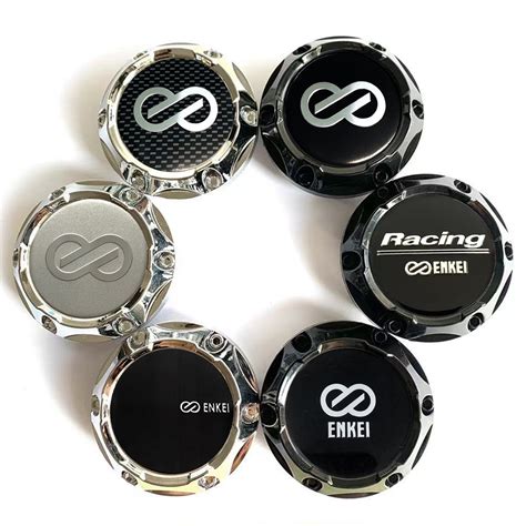 4pc 64mm black Enkei logo Sticker Car Modified Wheel Center Cover Rim ...