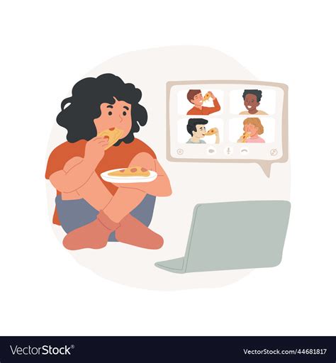 Virtual pizza party isolated cartoon Royalty Free Vector