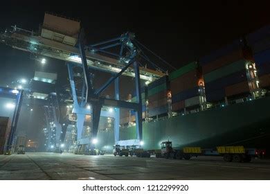 Container Ship Port Container Terminal Night Stock Photo 1212299920 ...