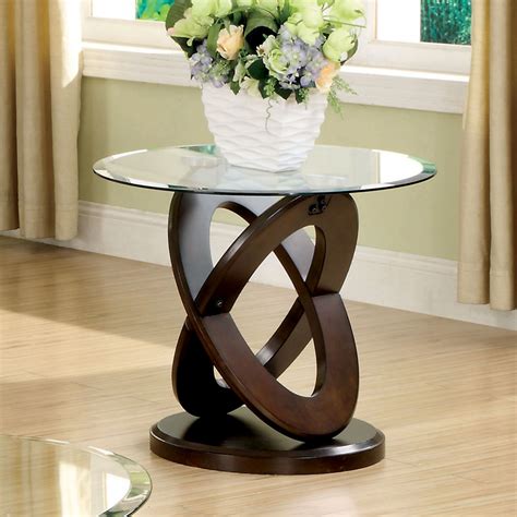 Furniture of America Tayah Glass Top End Table, Dark Walnut - Walmart ...