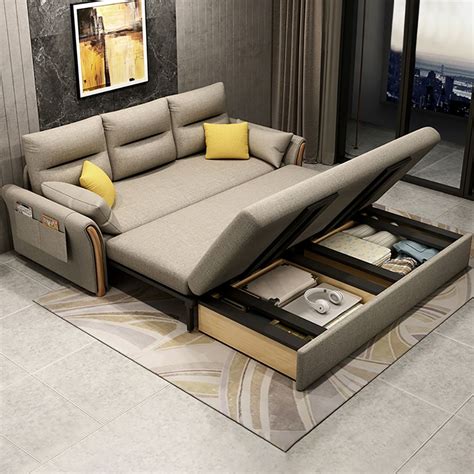 71" Convertible Full Sleeper Sofa Bed Khaki Cotton Linen Upholstered ...